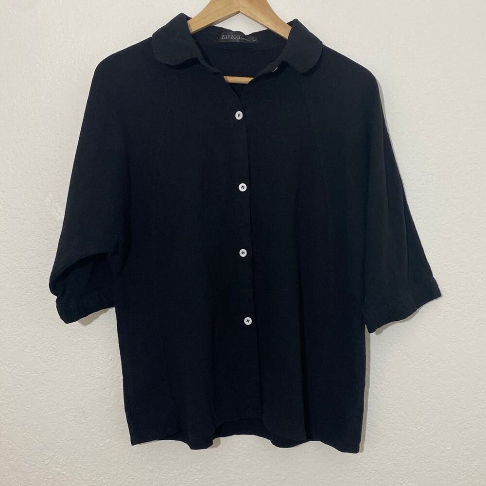 Zanzea Collection Size Medium Black Button Up Women Shirt Dark Academia